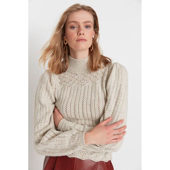 NWT Trendyol Women Regular fit Standing collar Knitwear Sweater - Picture 3 of 11